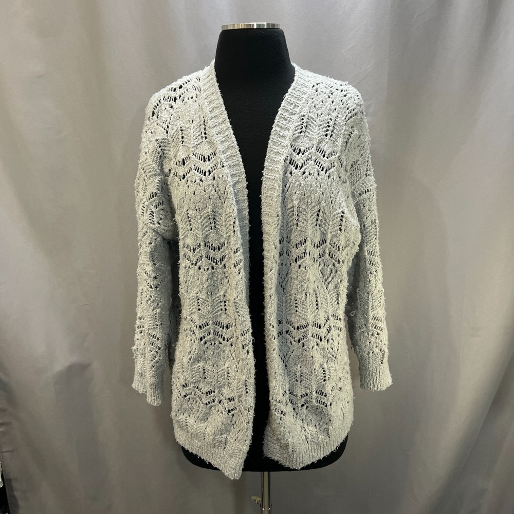 Altar'd State Texture Knit Cardigan Sweater Women XS Gray Long Sleeve Open Front